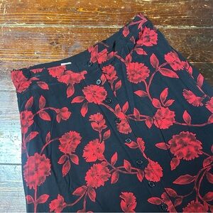 Jones New York Vintage maxi skirt Aline red floral size 6 small